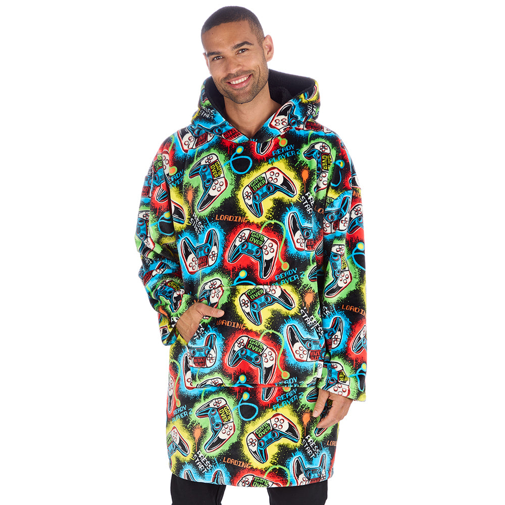 Mens Black Gamer Blanket Hoodie