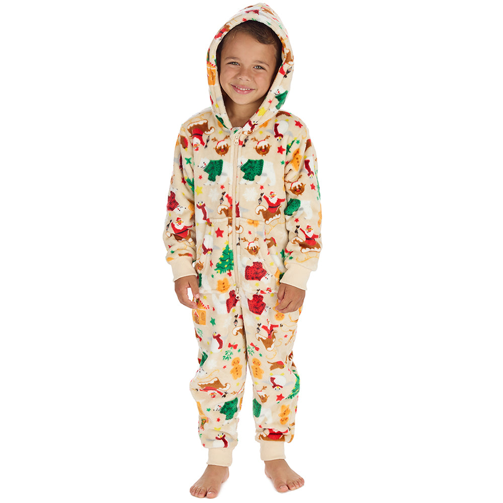 Kids Beige Christmas Onesie