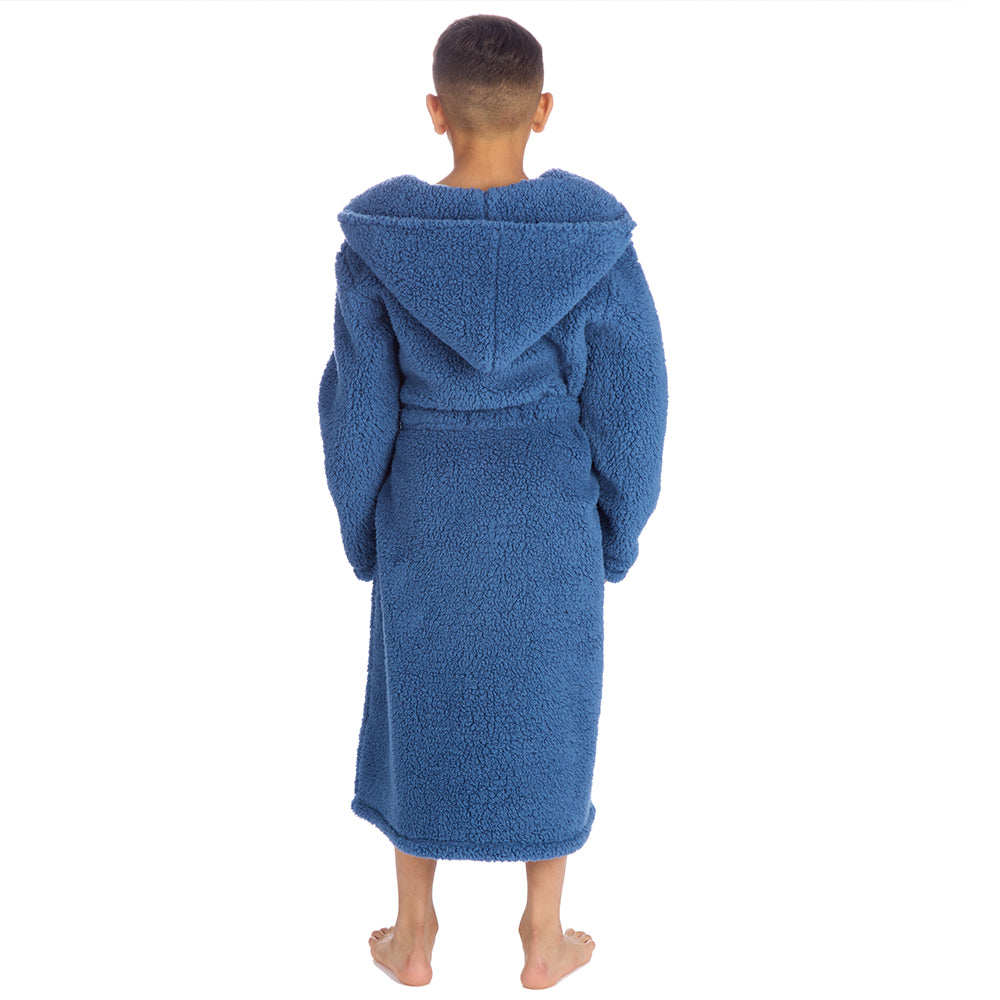 Boys Blue Teddy Fleece Dressing Gown