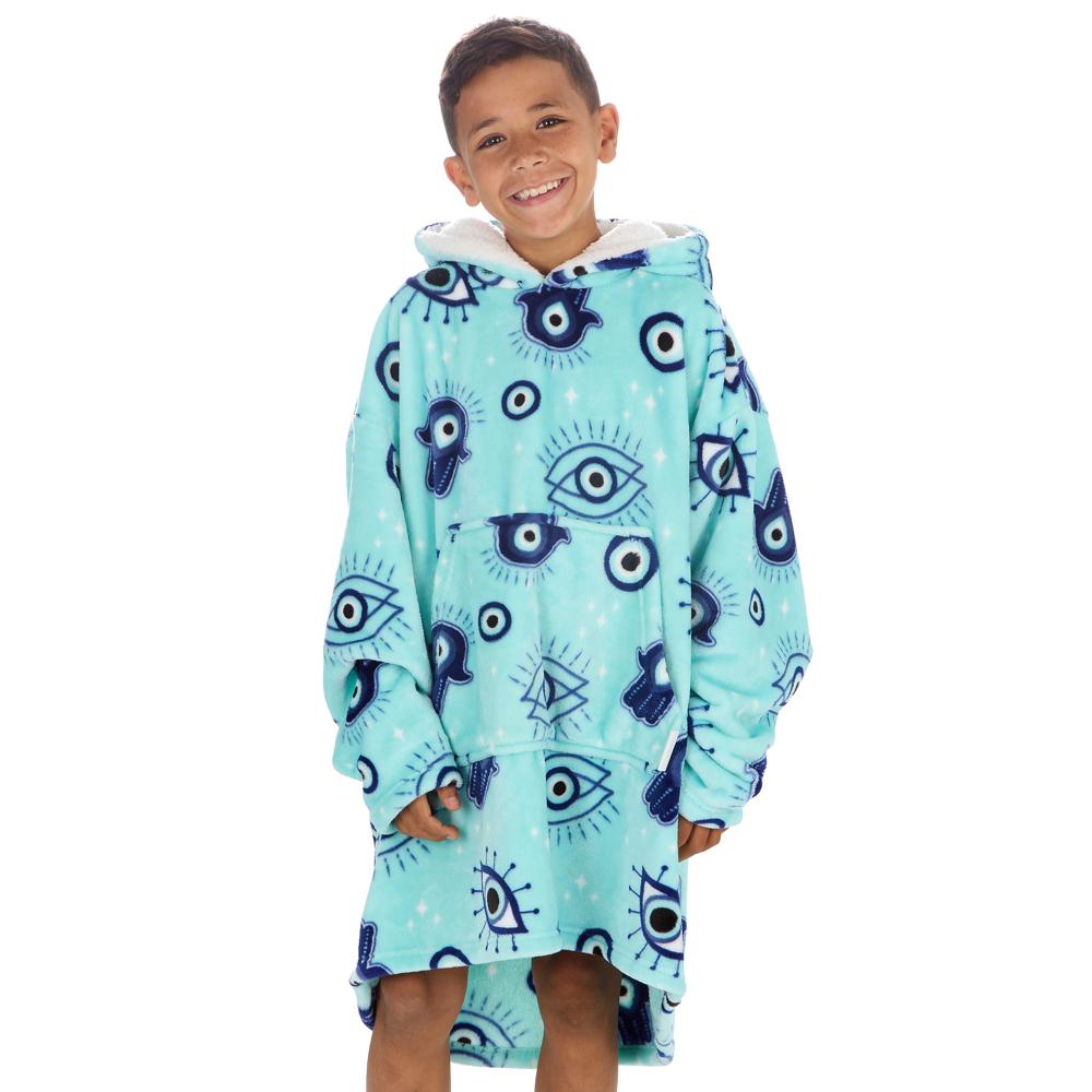 Boys Evil Eye Aqua Blanket Hoodie