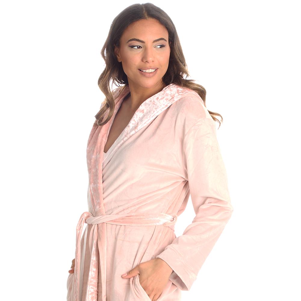 Ladies Luxury Velour Pink Dressing Gown 