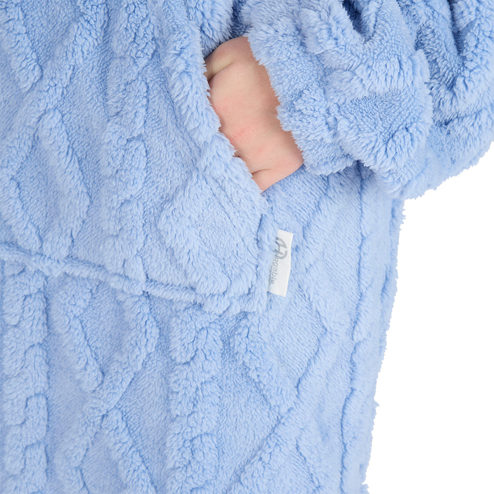 Girls Candy Blue Cable Blanket Hoodie