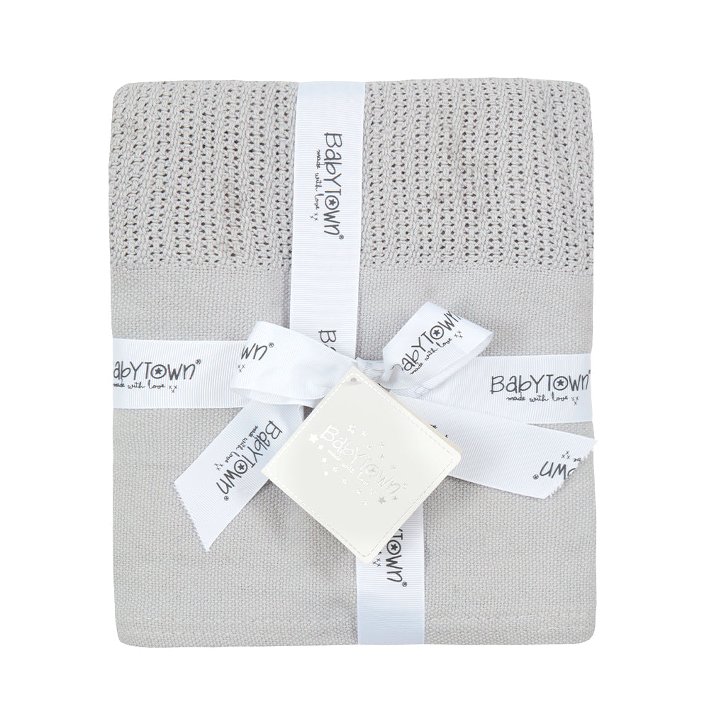 Baby Grey Cellular Panel 100% Cotton Blanket