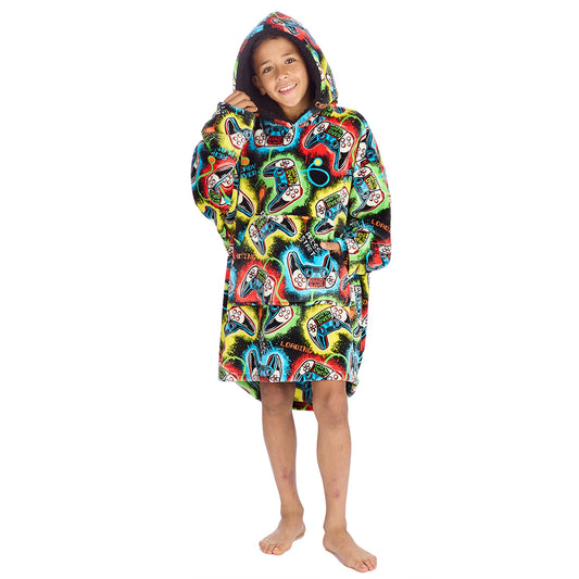 Boys Black Gamer Blanket Hoodie 