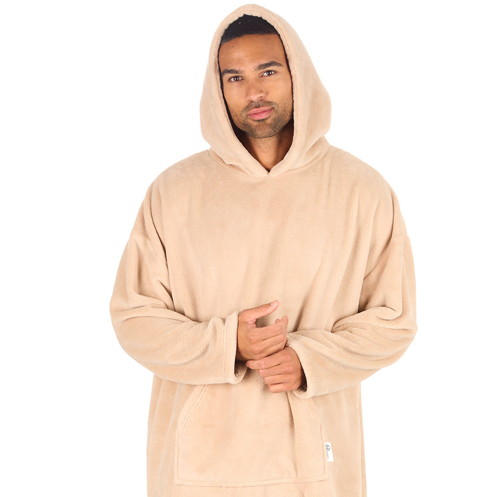 Mens Toffee Coral Fleece Blanket Hoodie