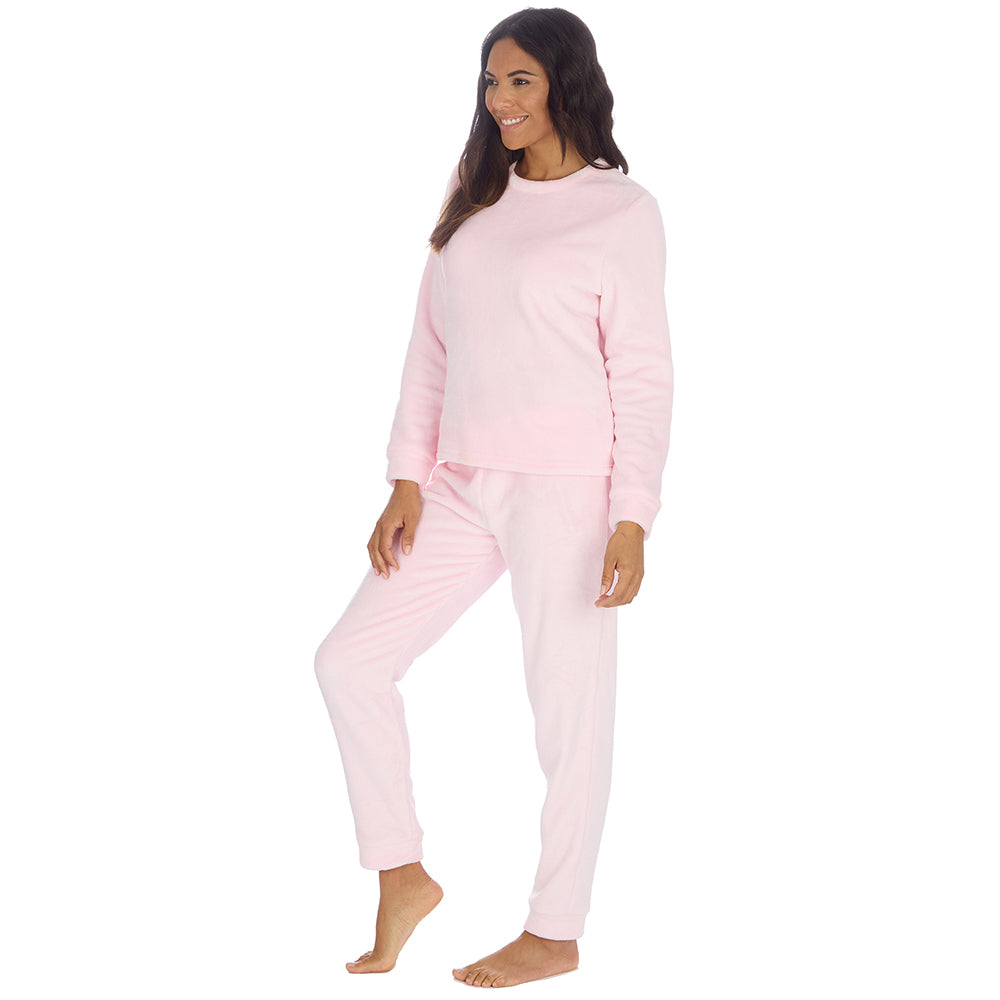 Ladies Baby Pink Fleece Pyjama Set