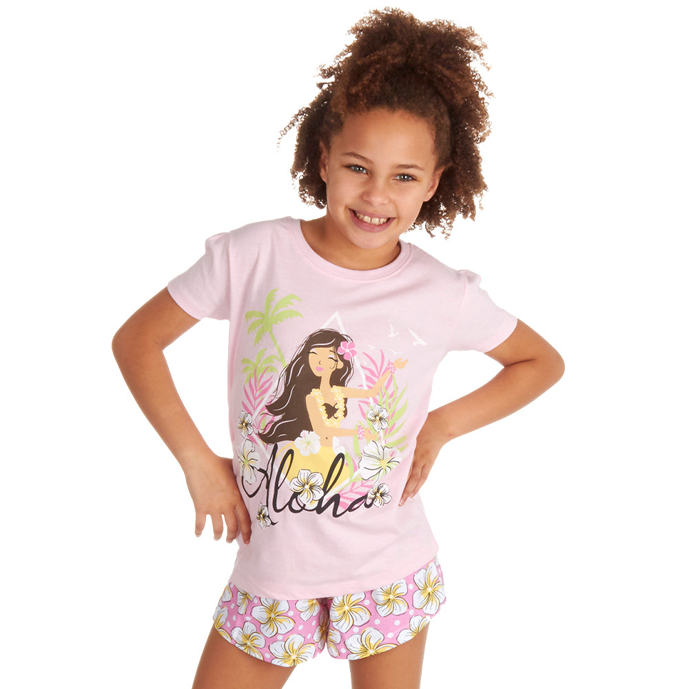 Girls Aloha Floral Short Pyjama Set