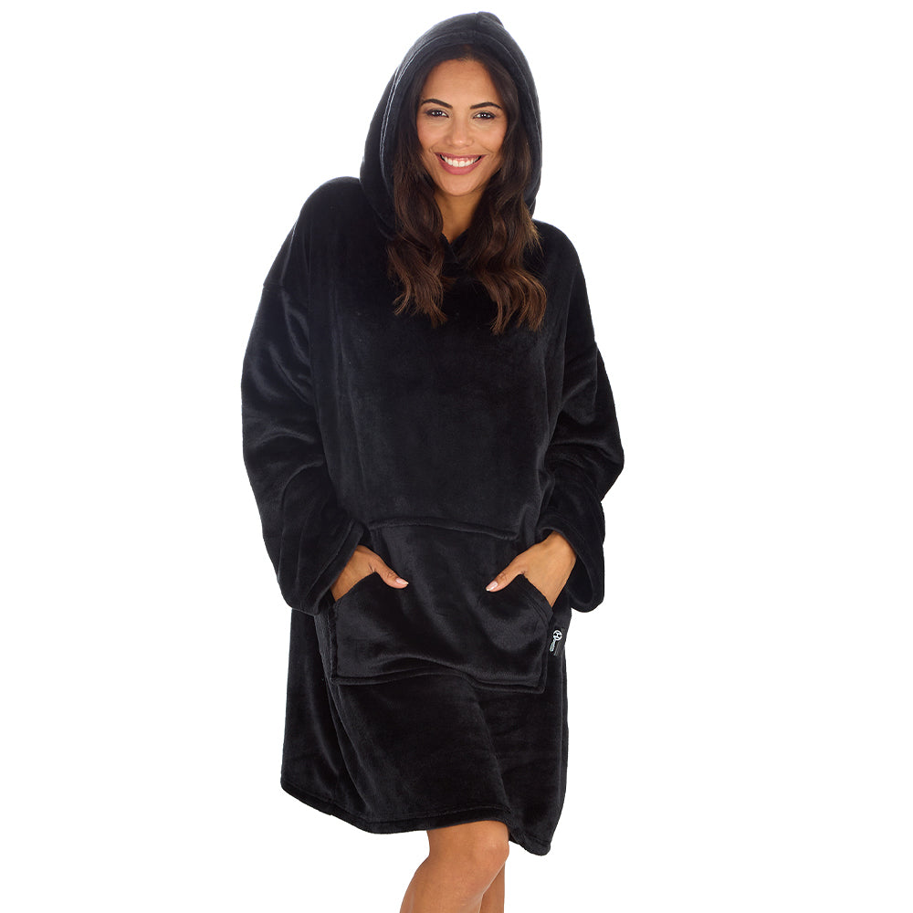 Ladies Shimmer Black Blanket Hoodie