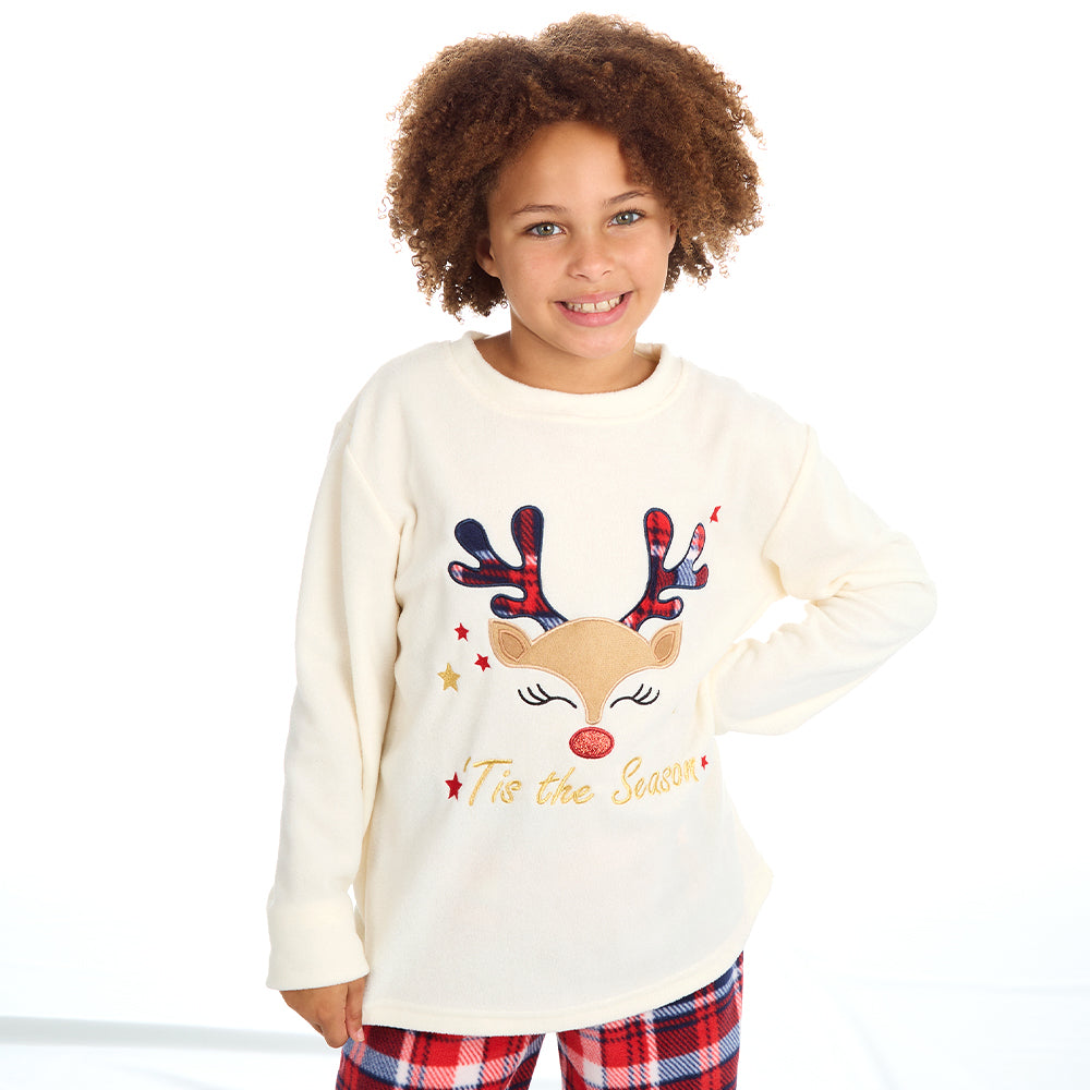 Girls Reindeer Microfleece Pyjama Set