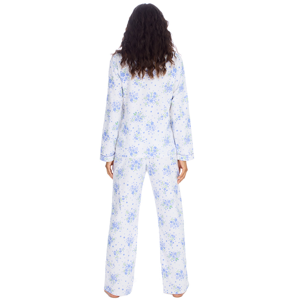Ladies Floral Blue Serenity Cotton Pyjama Set