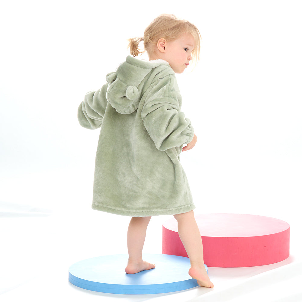 Toddler Bear Ears Sage Blanket Hoodie