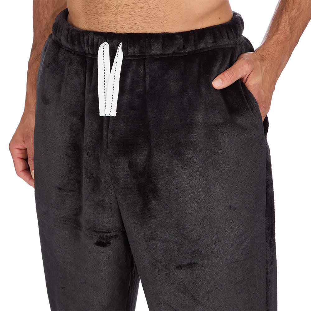 Mens Checked Black Fleece Pyjama Set