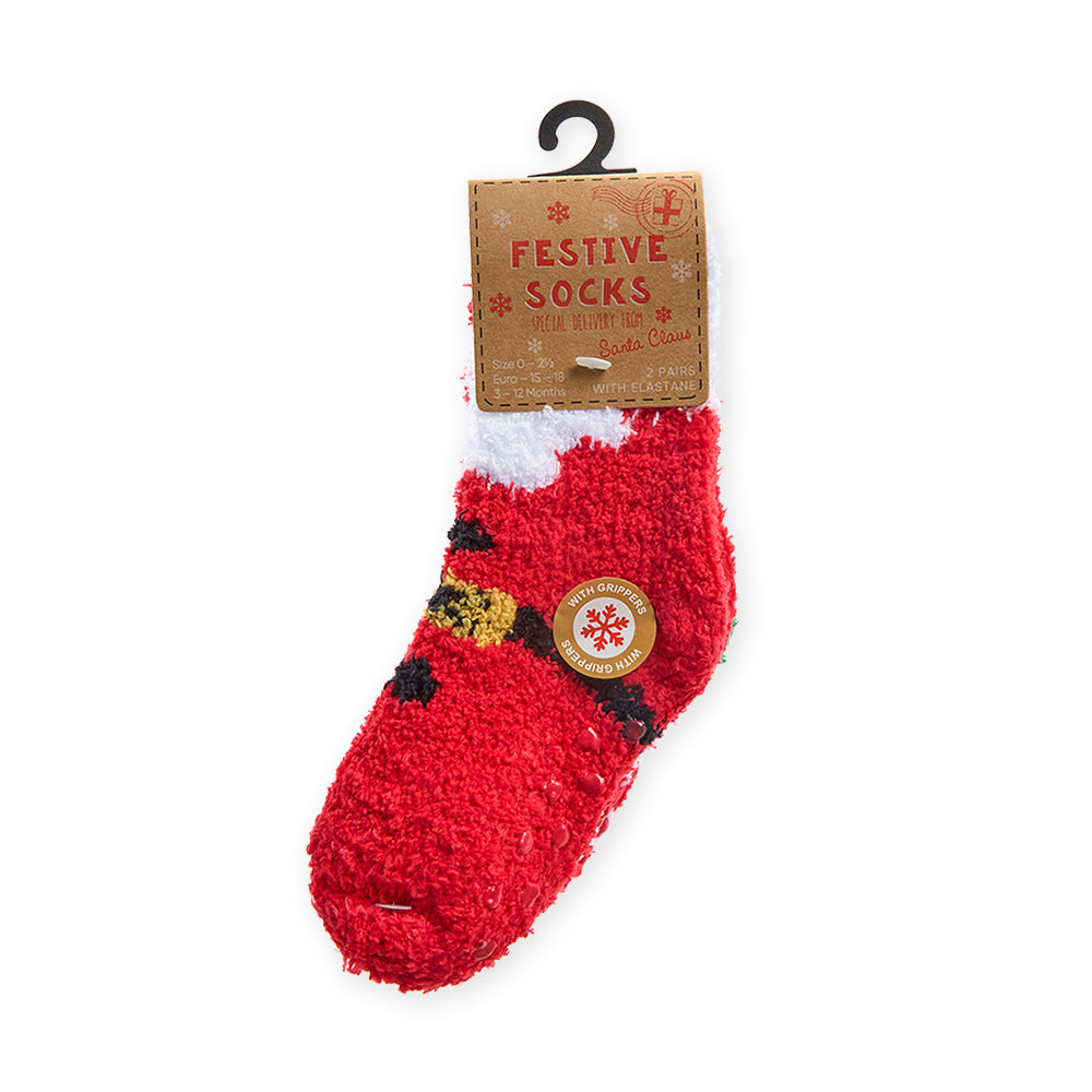 Baby 2 Pairs Christmas Santa Claus Cosy Socks