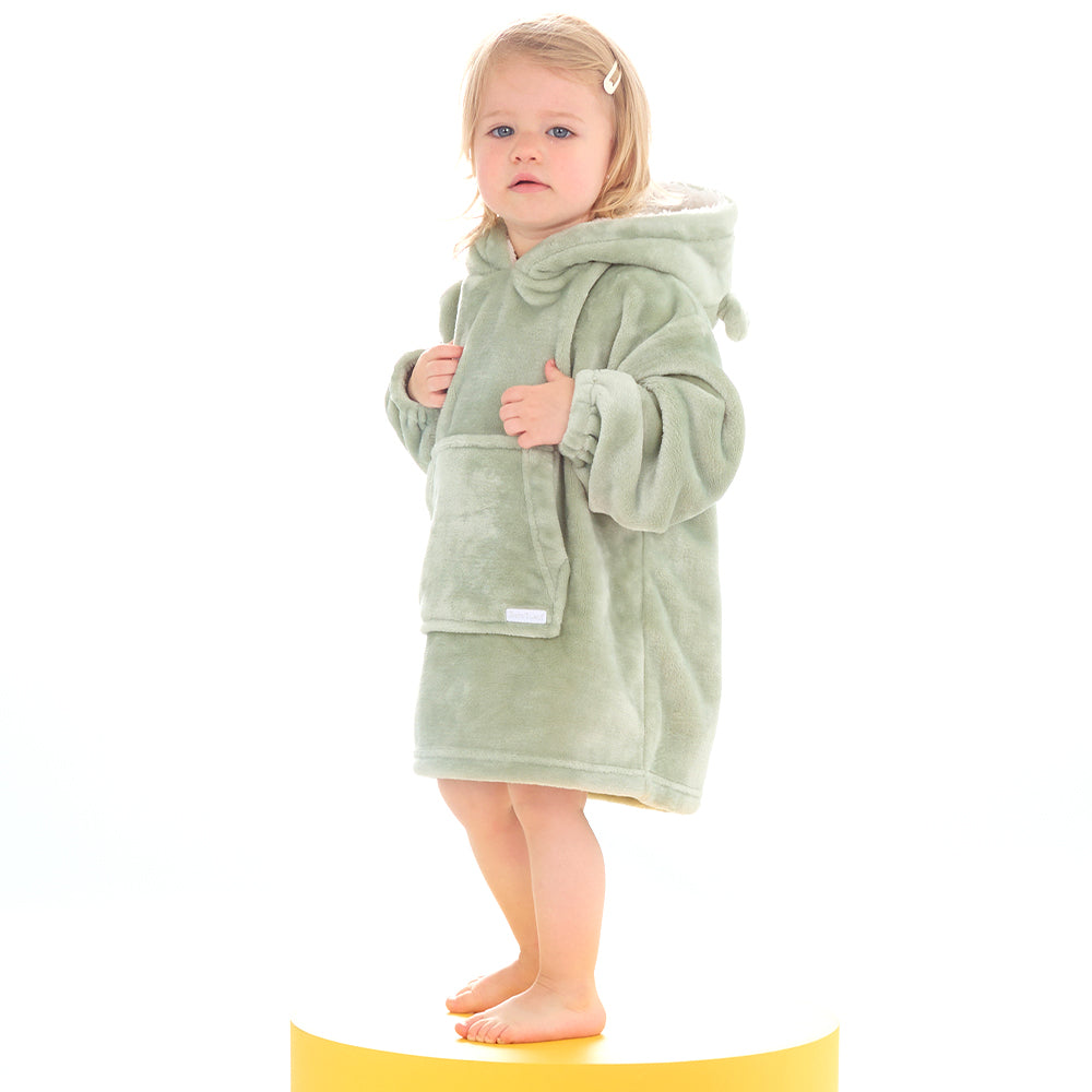 Toddler Bear Ears Sage Blanket Hoodie