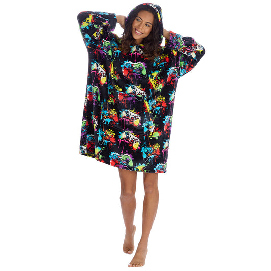 Ladies Navy Gamer Blanket Hoodie