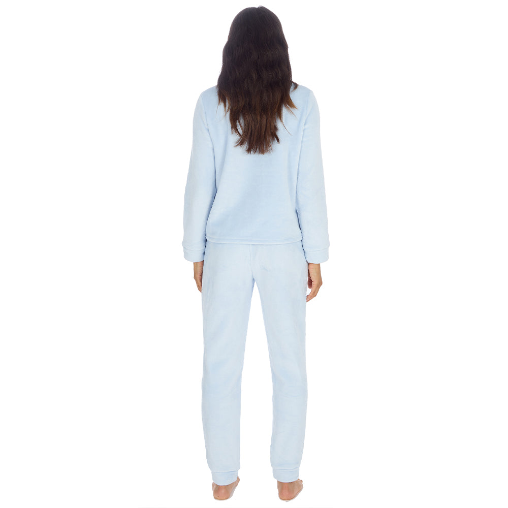 Ladies Baby Blue Fleece Pyjama Set