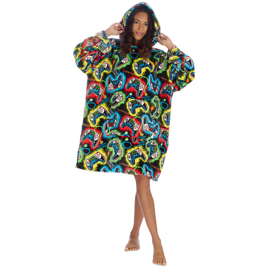 Ladies Black Gamer Blanket Hoodie