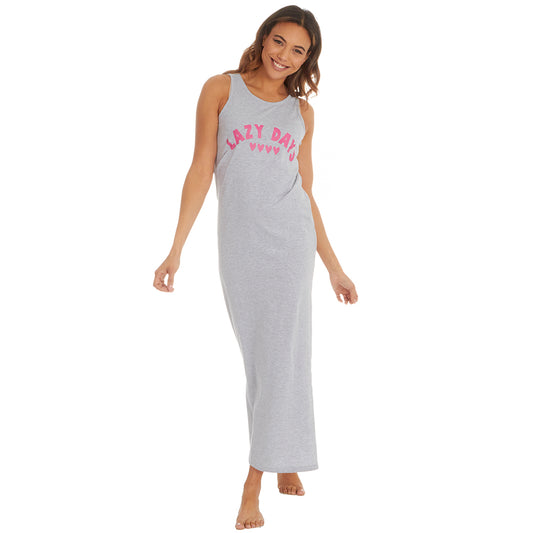 Ladies Lazy Days Sleeveless Long Nightdress