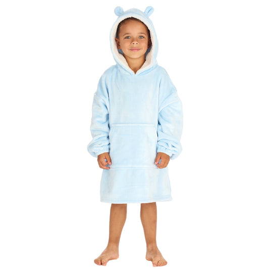 Infant Kids Bear Ears Sky Blue Blanket Hoodie