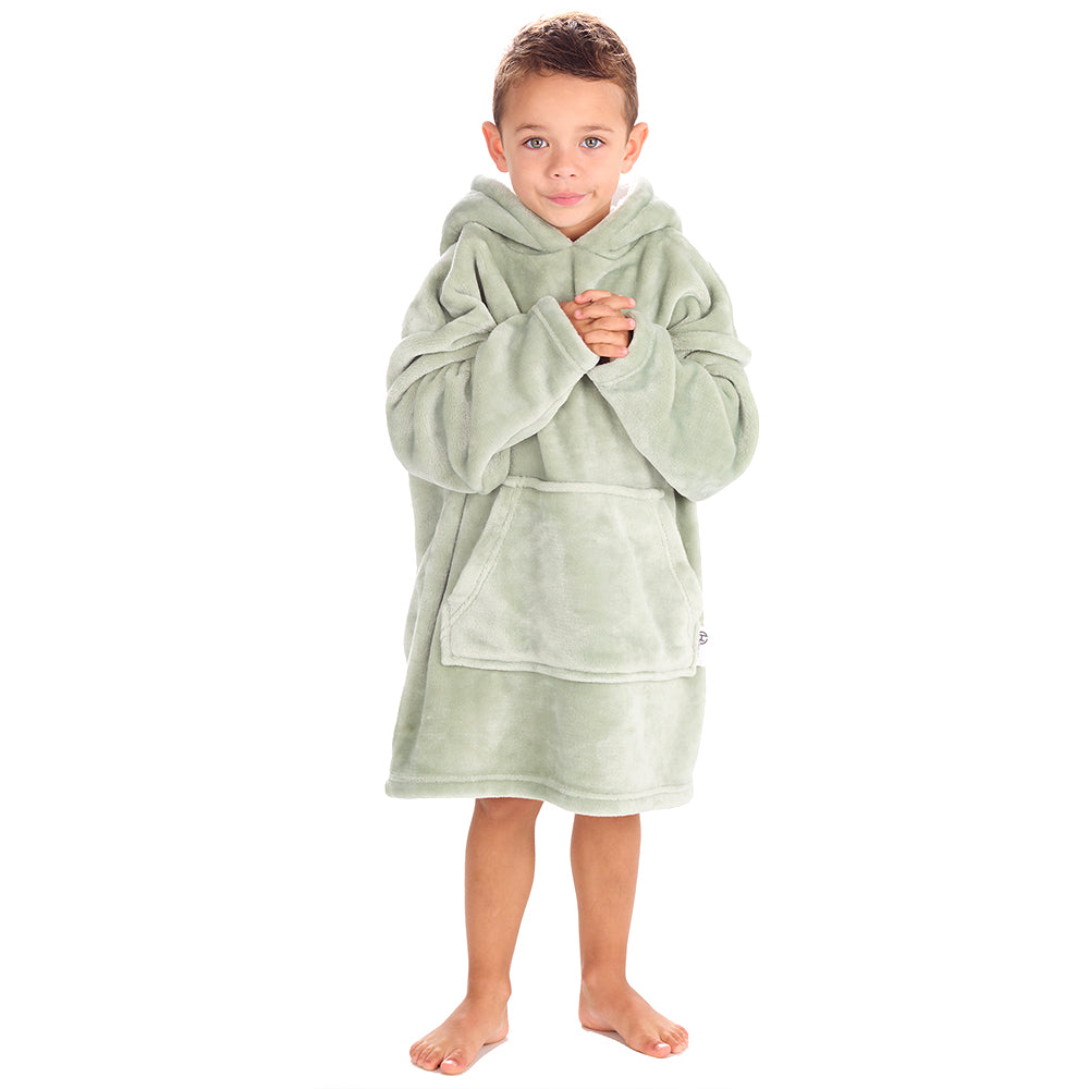 Infant Kids Bear Ears Sage Blanket Hoodie