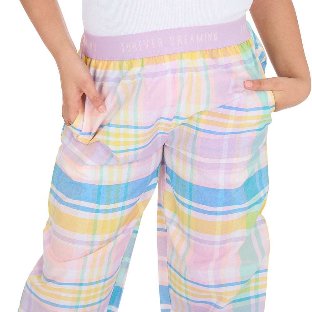 Girls Blush Check Woven Pyjama Bottoms