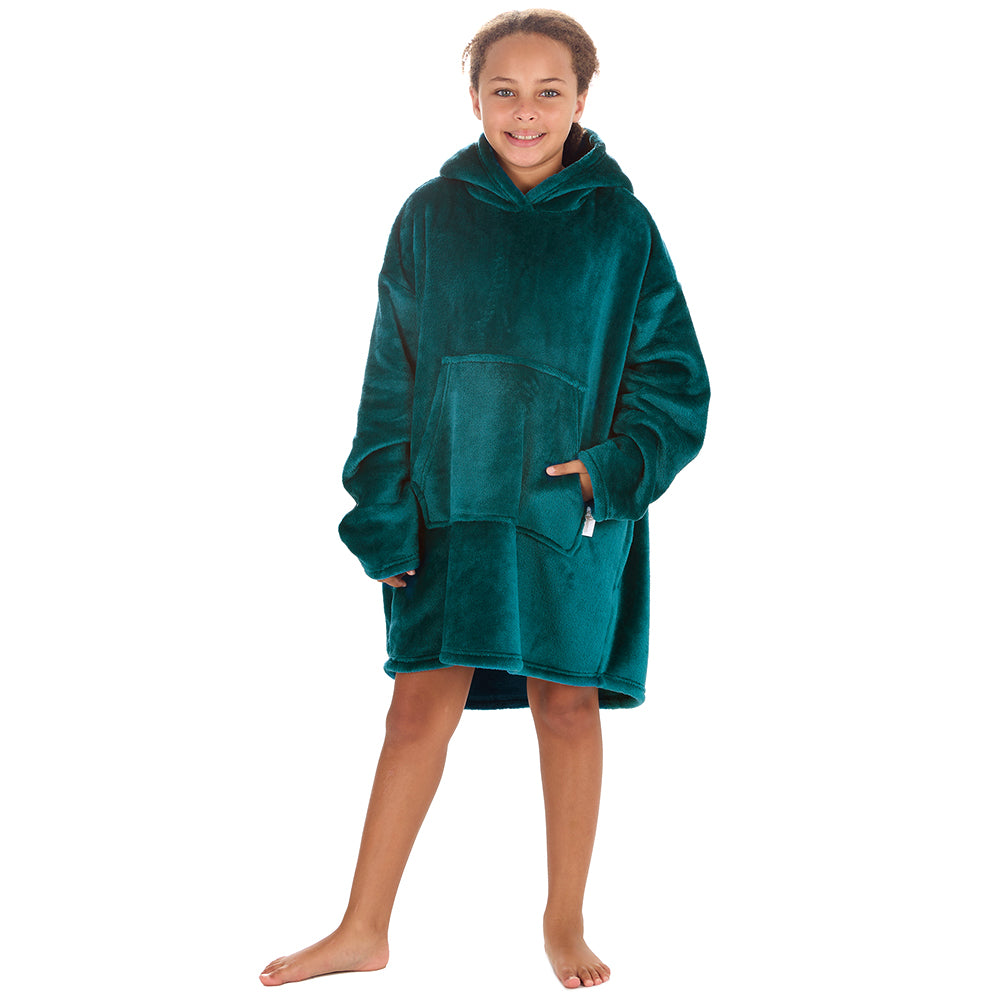 Girls Shimmer Teal Blanket Hoodie