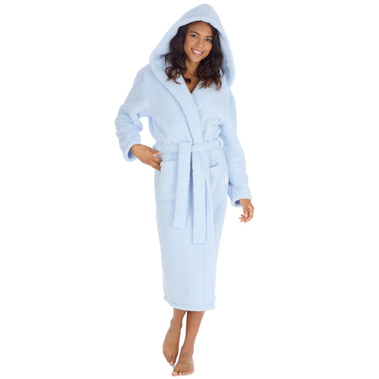Ladies Baby Blue Teddy Fleece Dressing Gown