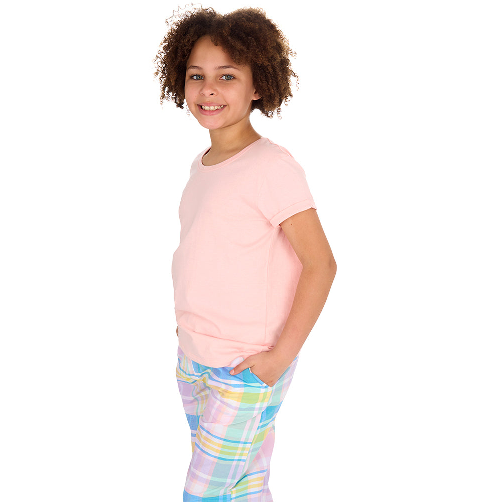 Girls Pastel Coral Long Pants Pyjama Set