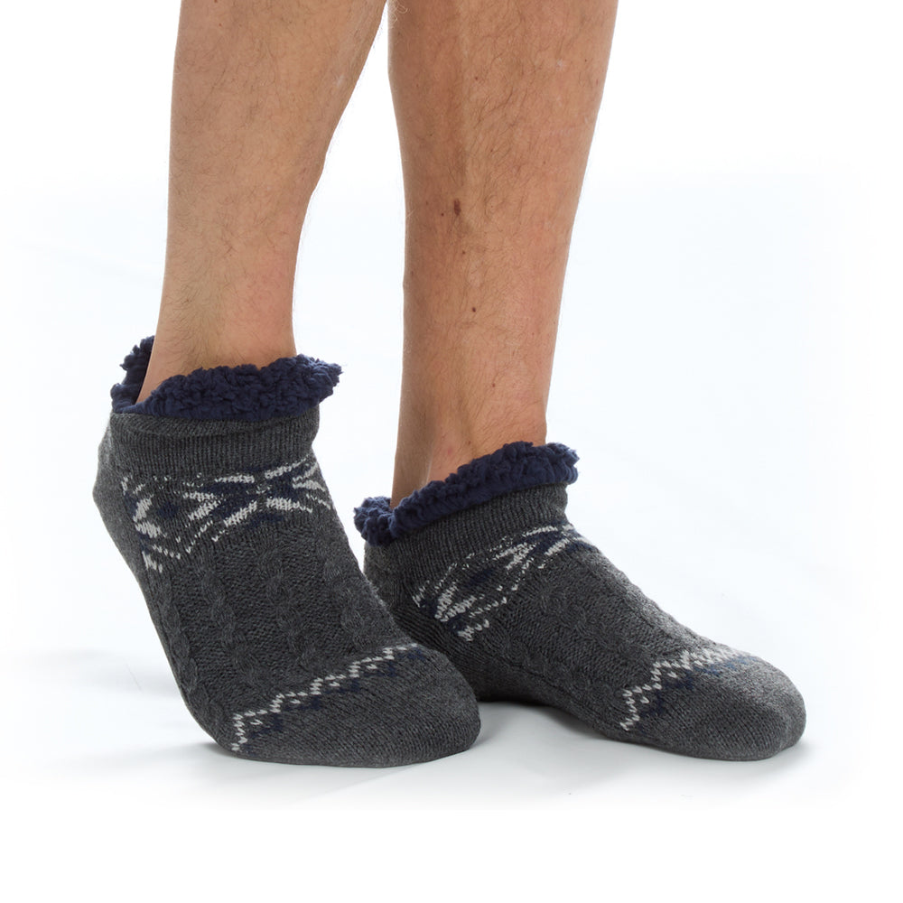 Mens Ankle Grey Slipper Socks