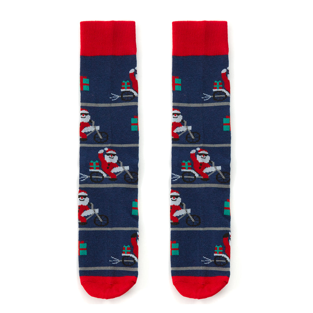 Mens Christmas Biker Santa Cotton Socks