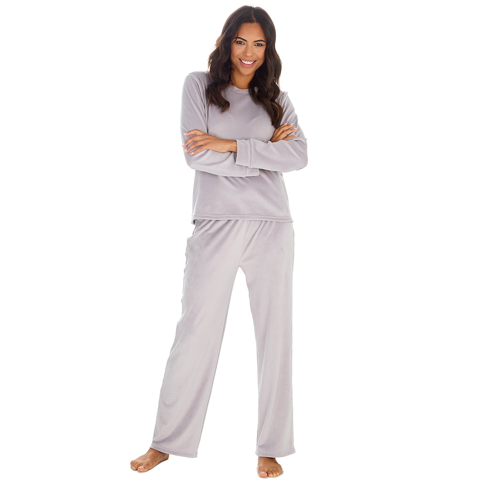 Ladies Silver Shimmer Fleece Pyjama Set
