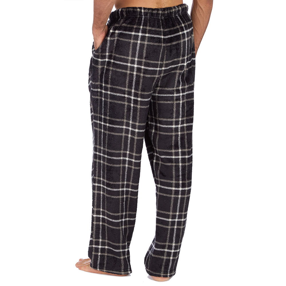 Mens Black Check Fleece Pyjama Bottoms