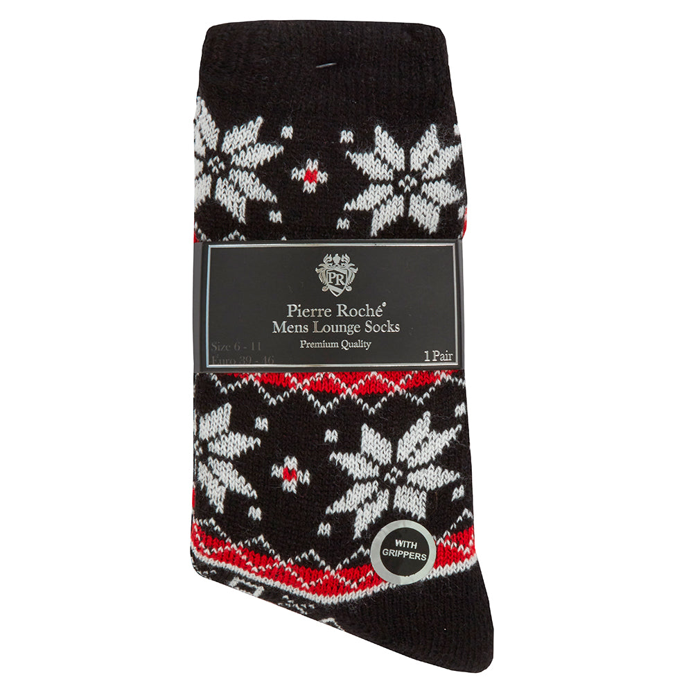 Mens Fair Isle Black Slipper Socks