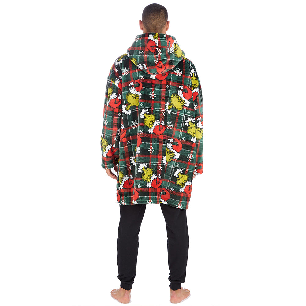 Mens Grinch Check Blanket Hoodie