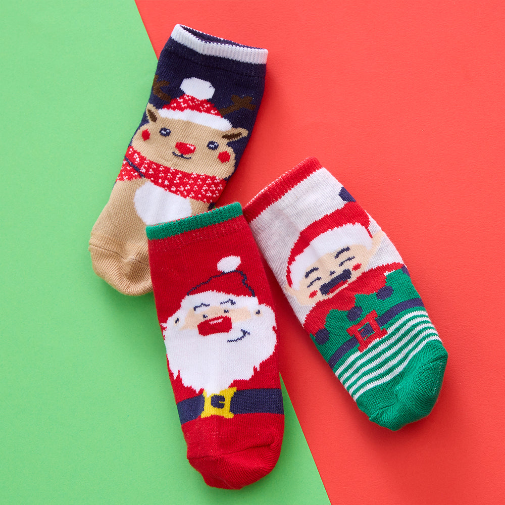Baby 3 Pairs Christmas Helpers Cotton Socks