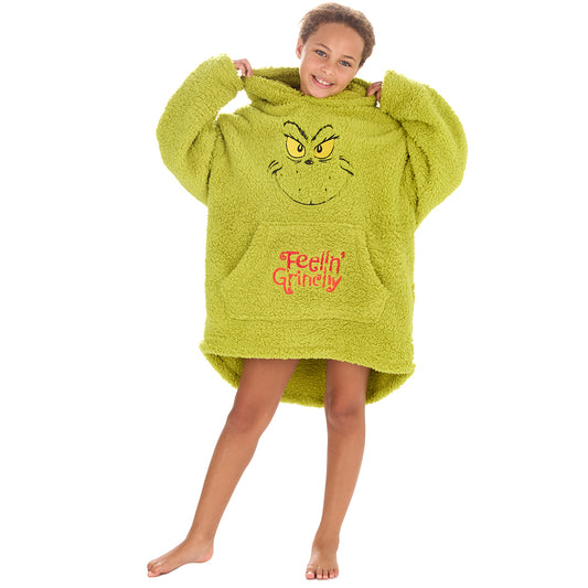 Girls Grinch Sherpa Blanket Hoodie