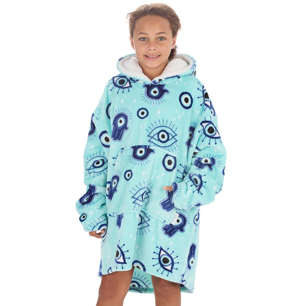 Girls Evil Eye Aqua Blanket Hoodie