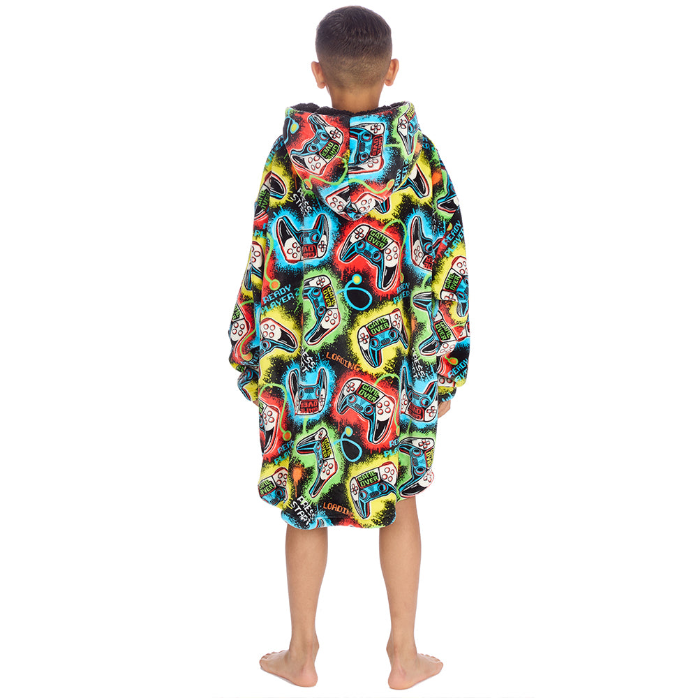 Boys Black Gamer Blanket Hoodie 