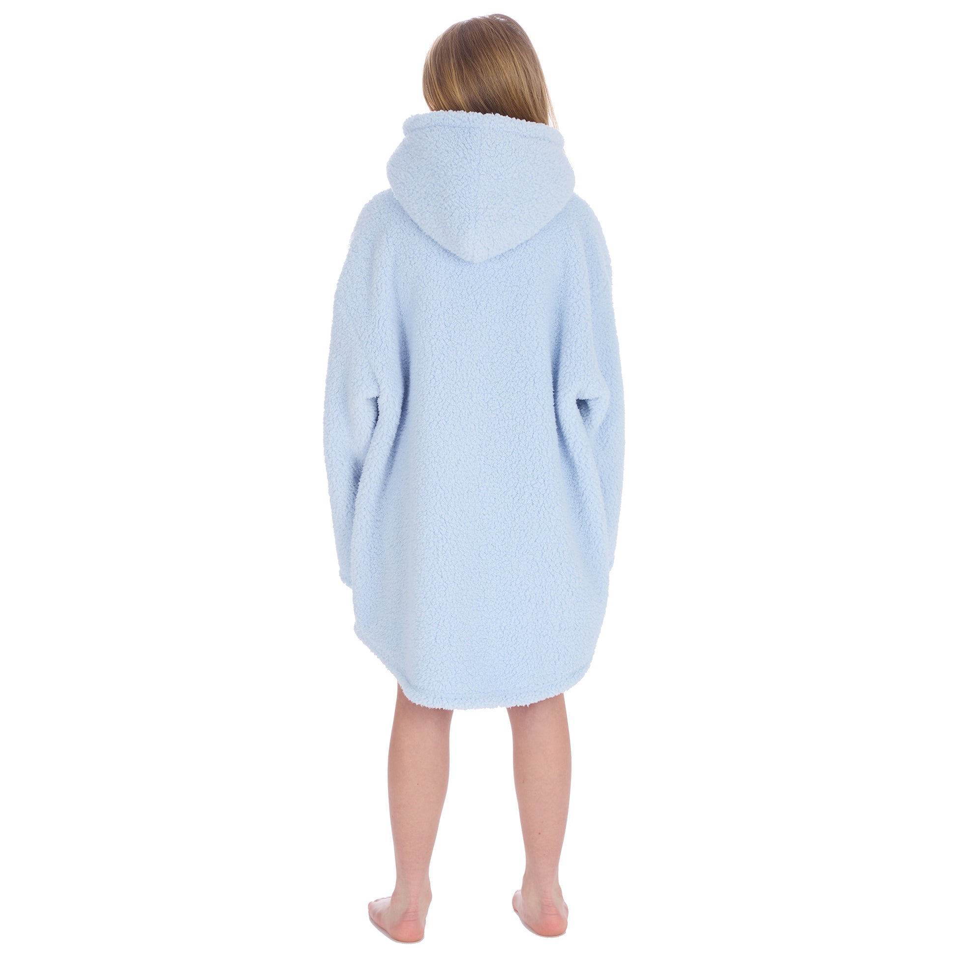 Girls Baby Blue Teddy Fleece Blanket Hoodie