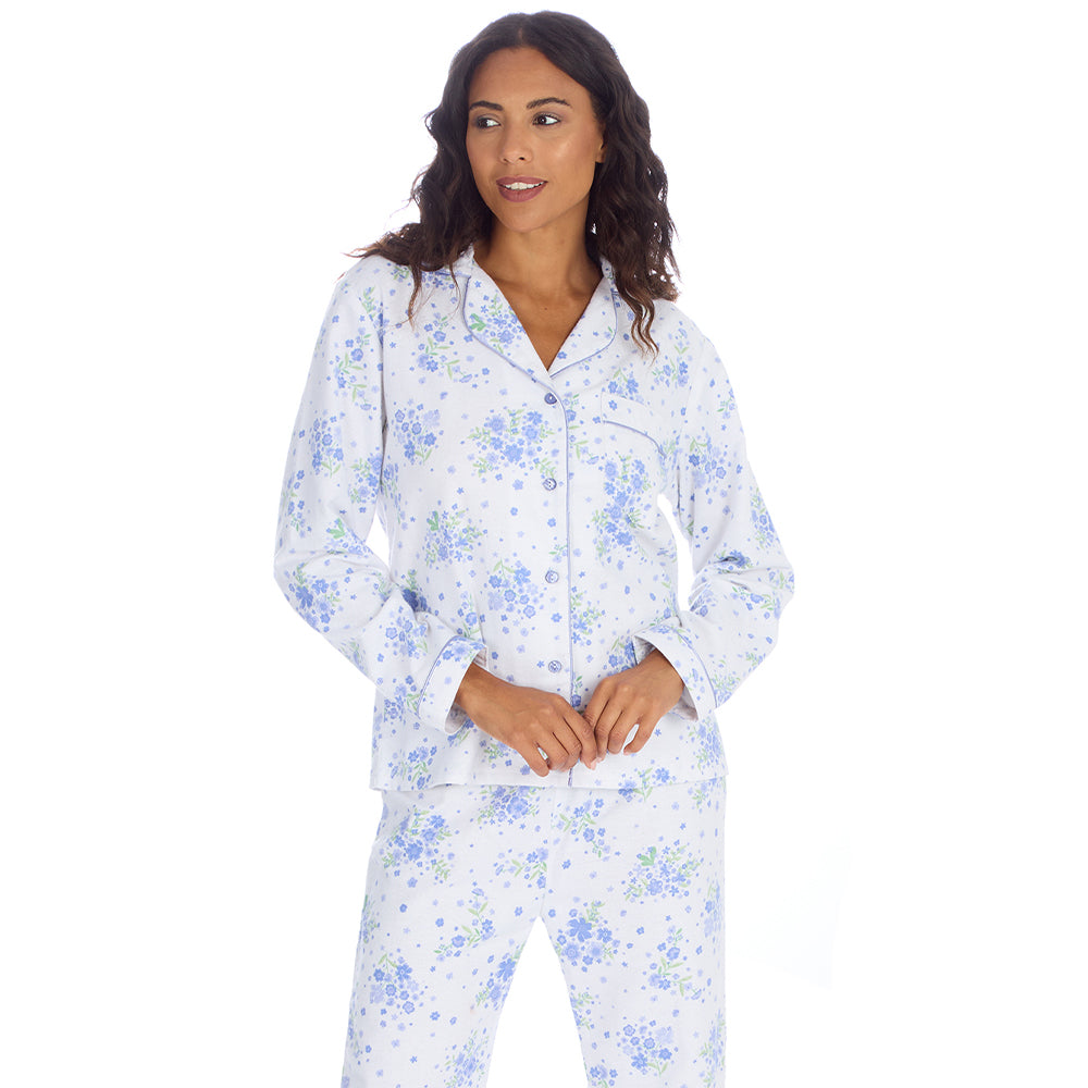 Ladies Floral Blue Serenity Cotton Pyjama Set
