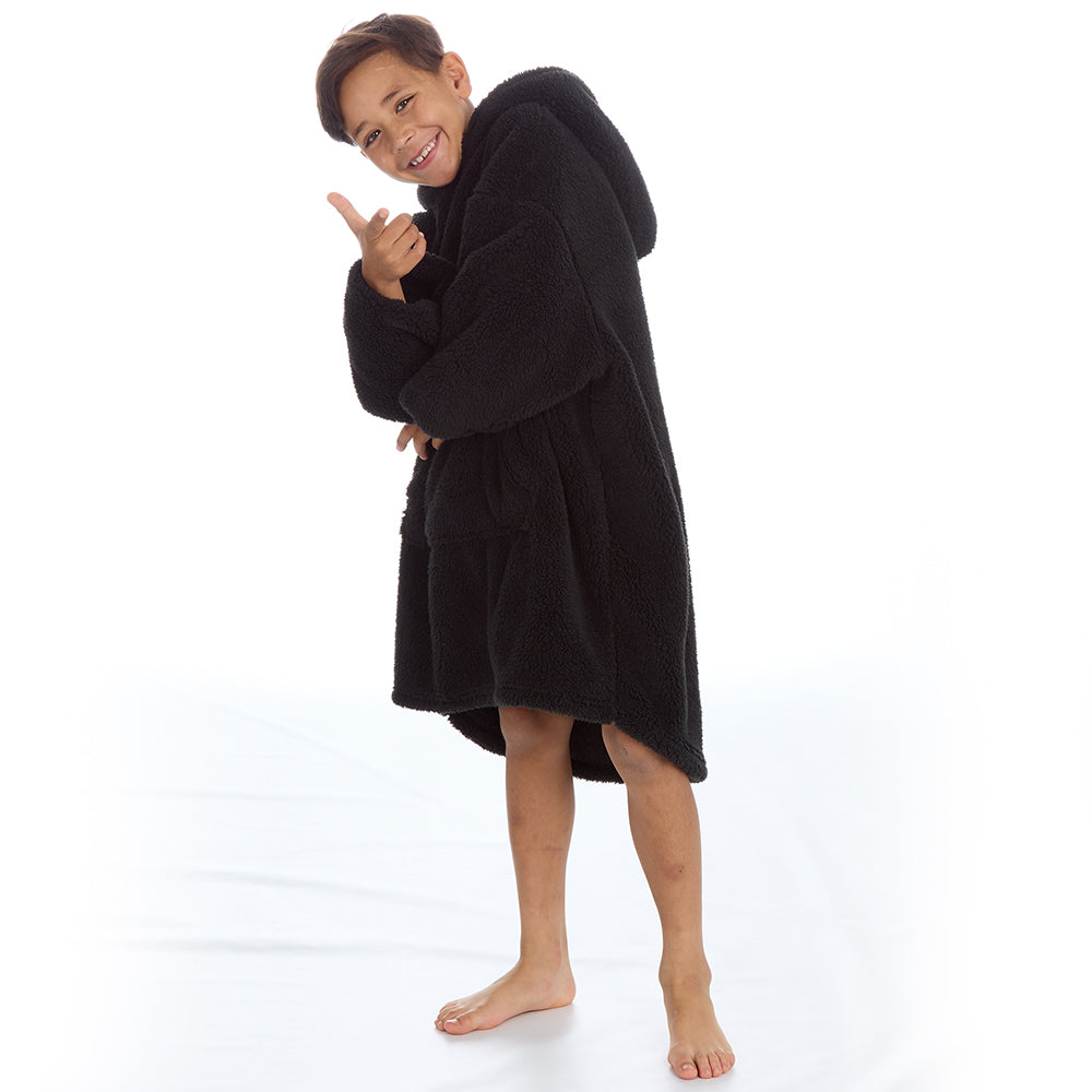 Boys Snuggle Black Blanket Hoodie
