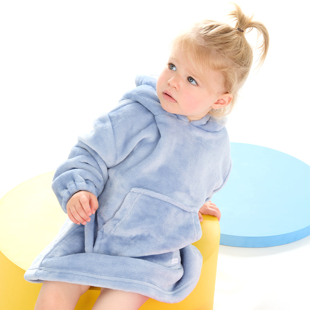 Toddler Bear Ears Dusky Blue Blanket Hoodie