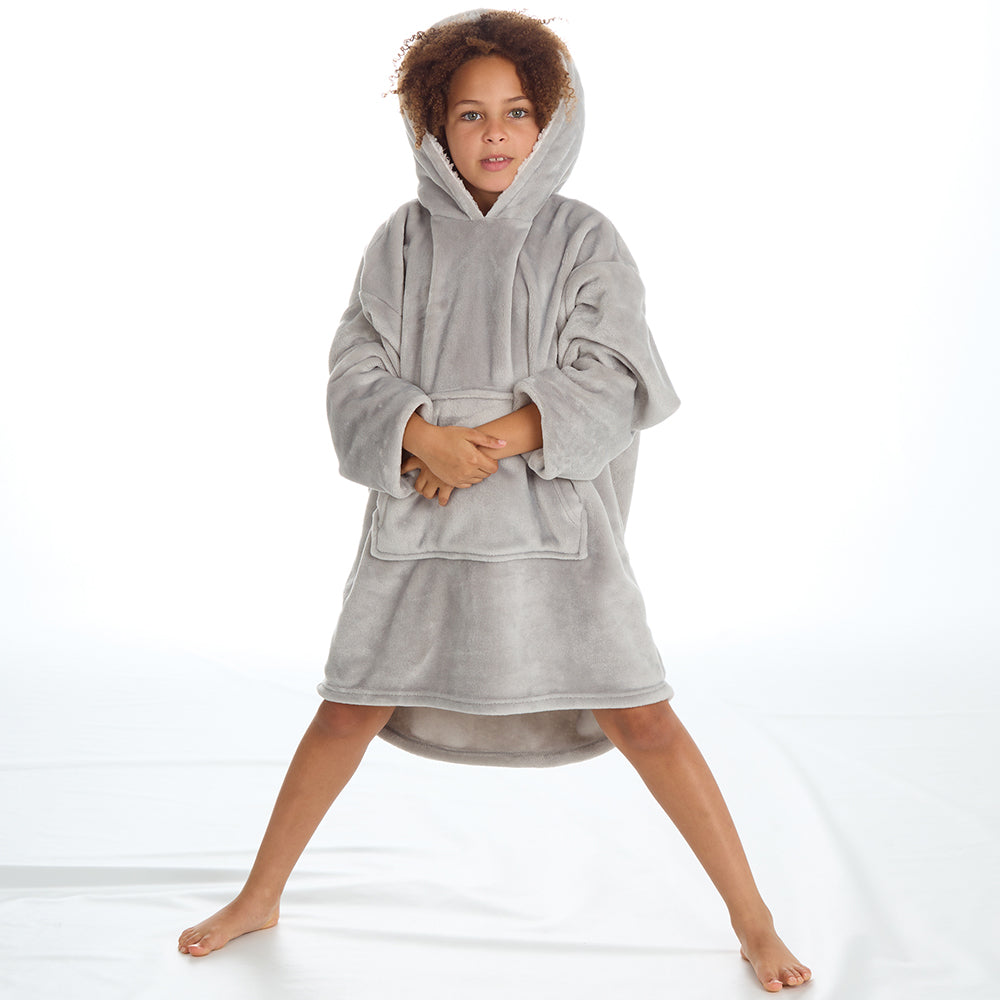 Girls Plain Grey Blanket Hoodie