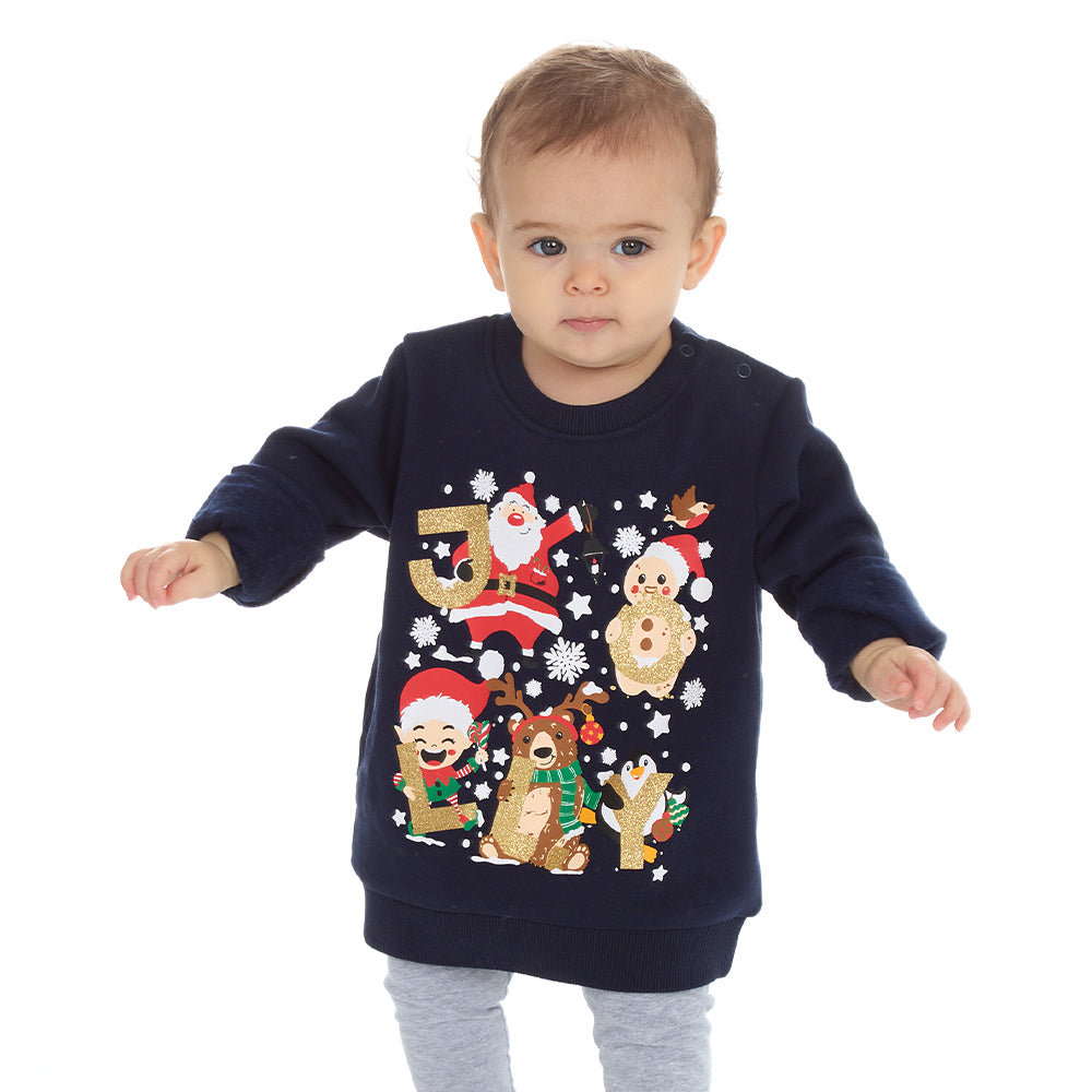 Baby Navy Christmas Cotton Sweatshirt