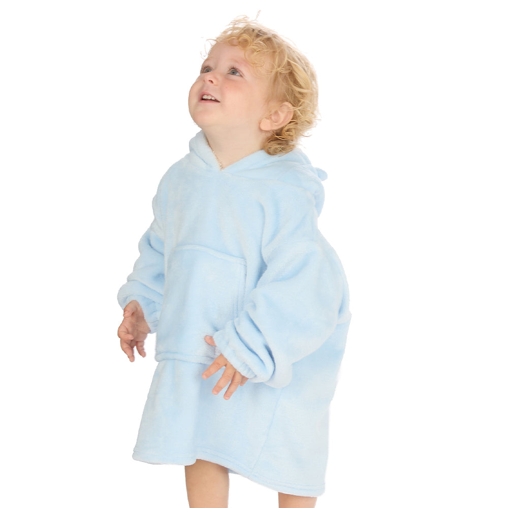 Toddler Bear Ears Sky Blue Blanket Hoodie