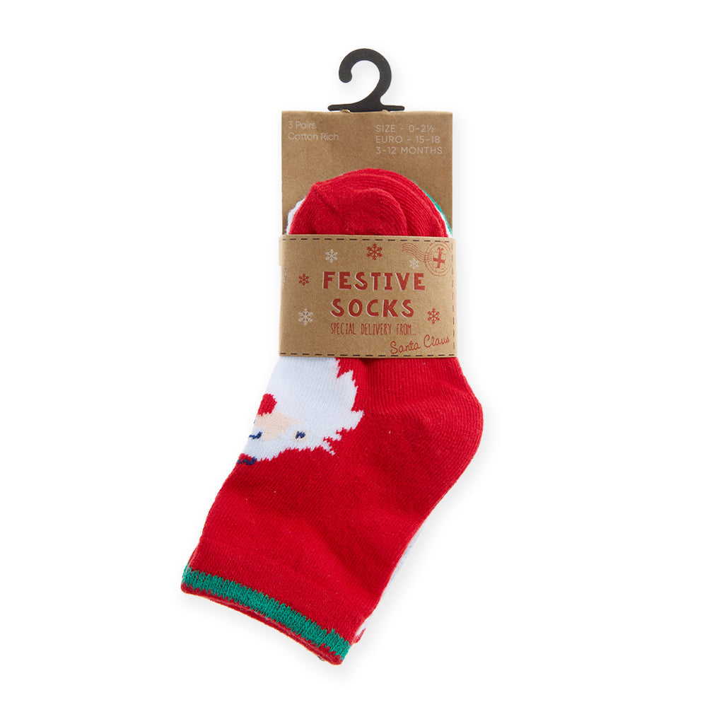 Baby 3 Pairs Christmas Characters Cotton Socks