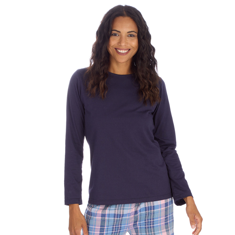 Ladies Denim Check Jersey Pyjama Set