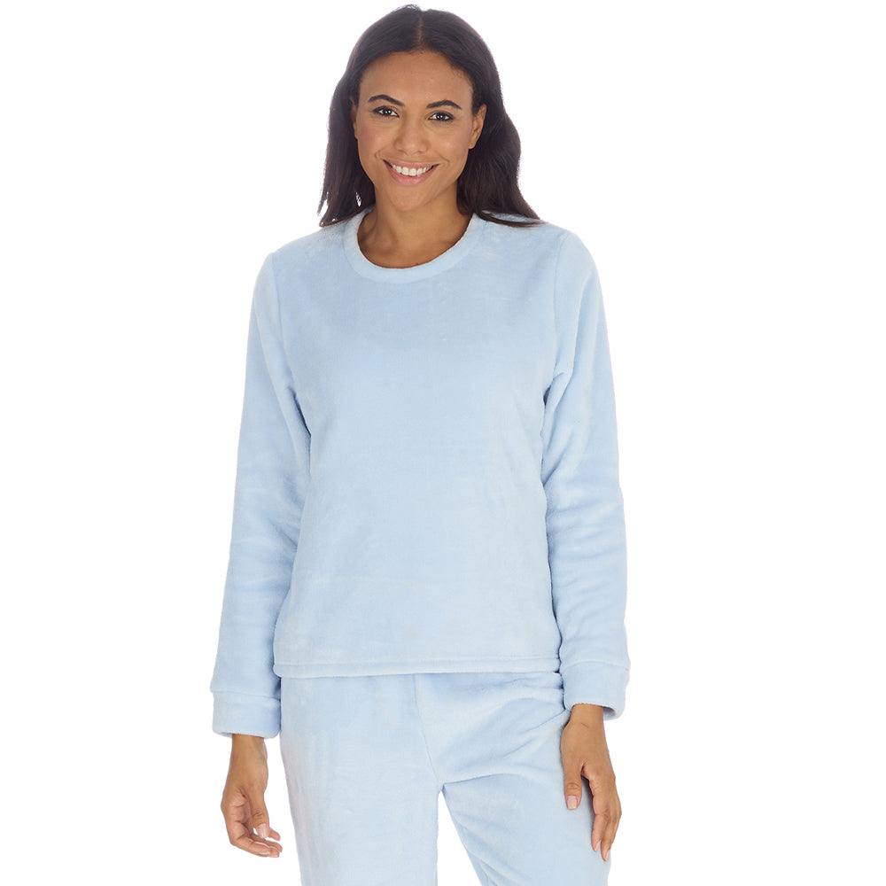 Ladies Baby Blue Fleece Pyjama Set