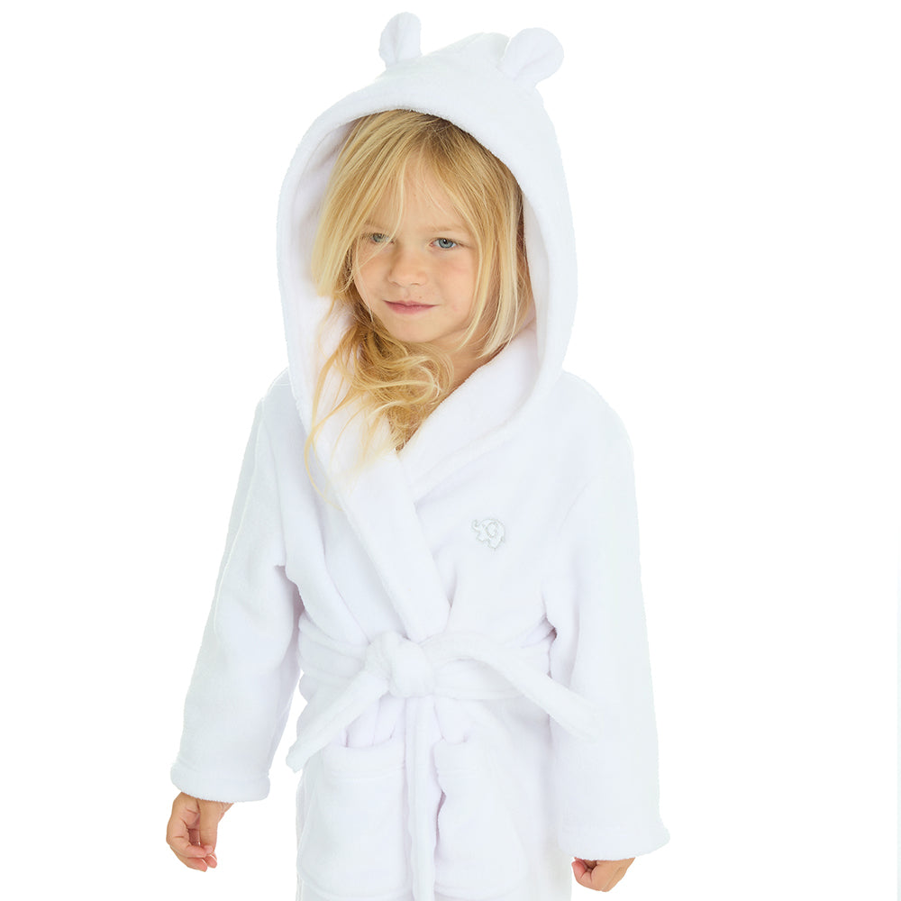 Infant Girls White Bear Ears Dressing Gown