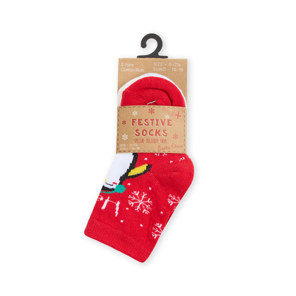 Baby 3 Pairs Christmas Penguins Cotton Socks